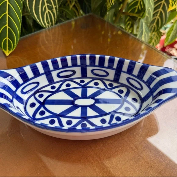 Dansk Blue and White Ceramic Oval Dish - Picture 1 of 9